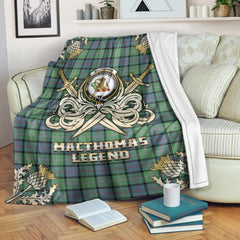 Clan MacThomas Ancient Tartan Gold Courage Symbol Blanket KD26 Clan MacThomas Tartan Today   