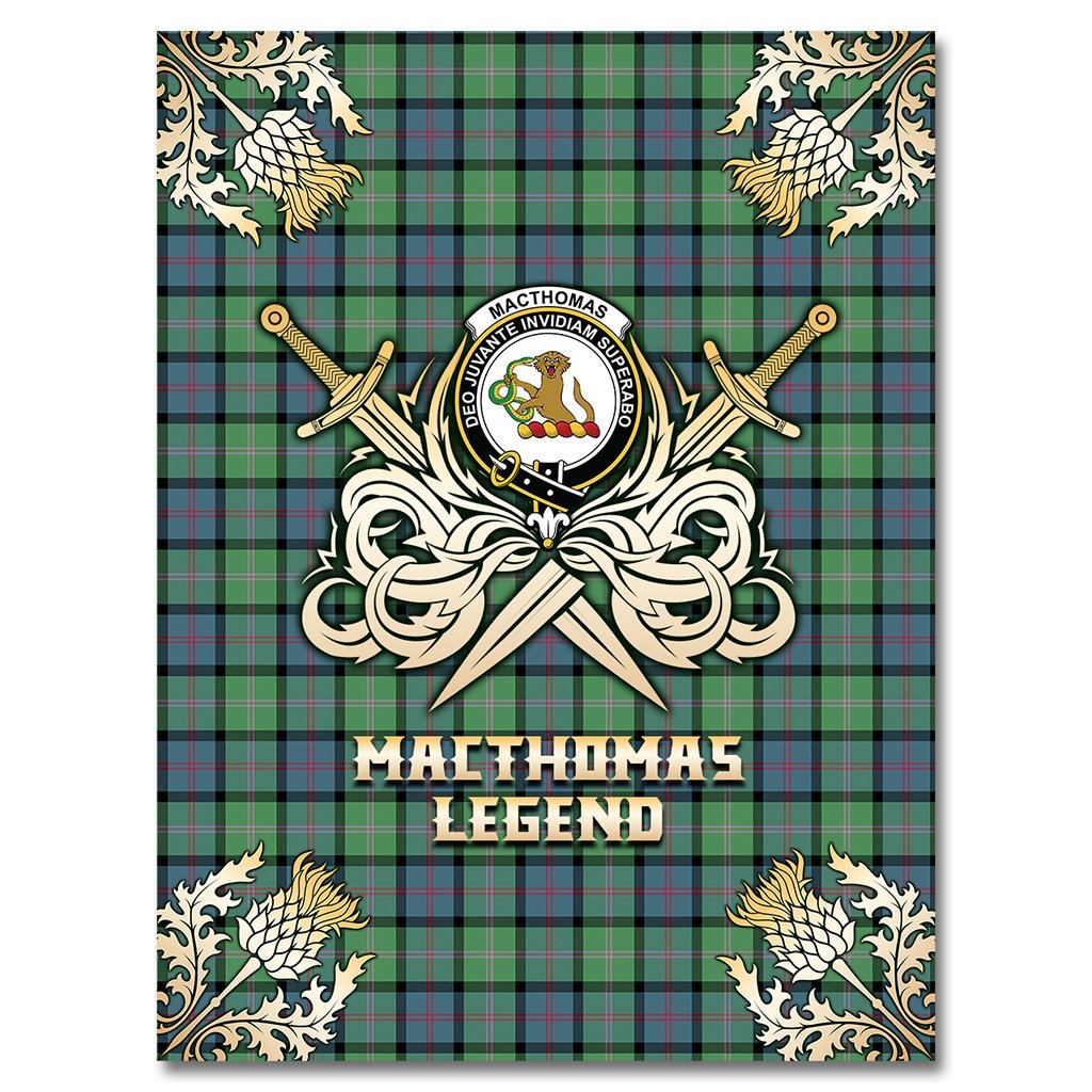 Clan MacThomas Ancient Tartan Gold Courage Symbol Blanket KD26 Clan MacThomas Tartan Today   