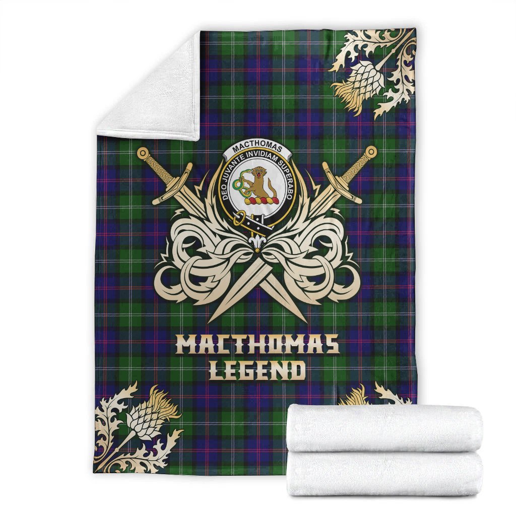 Clan MacThomas Modern Tartan Gold Courage Symbol Blanket LB65 Clan MacThomas Tartan Today   