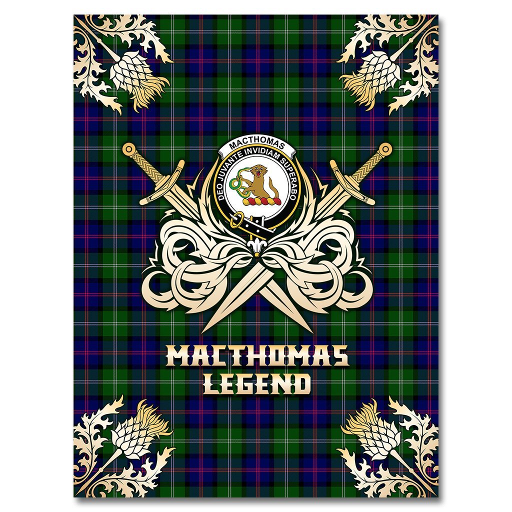 Clan MacThomas Modern Tartan Gold Courage Symbol Blanket LB65 Clan MacThomas Tartan Today   