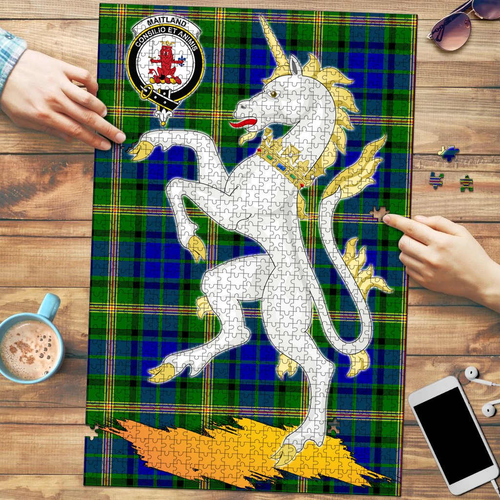 Clan Maitland Tartan Crest Unicorn Scotland Jigsaw Puzzles Gift For Family NK16 Clan Maitland Tartan Today   