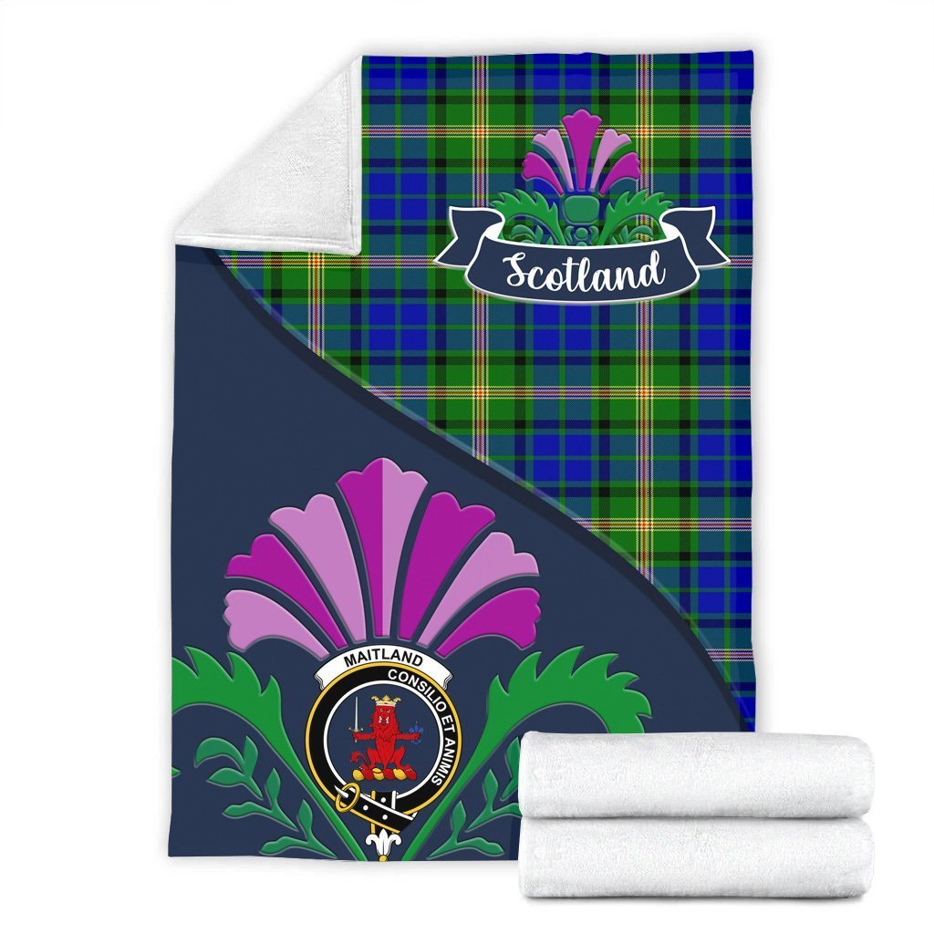 Clan Maitland Tartan Crest Premium Blanket Thistle Style ZF29 Clan Maitland Tartan Today   