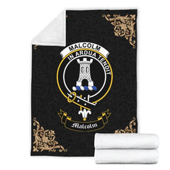 Clan Malcolm (or MacCallum) Crest Tartan Premium Blanket Black FR34 Clan MacCallum Tartan Today   