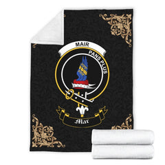 Clan Mar Crest Tartan Premium Blanket Black SO61 Clan Mar Tartan Today   