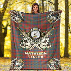 Clan Matheson Ancient Tartan Gold Courage Symbol Blanket FQ58 Clan Matheson Tartan Today   