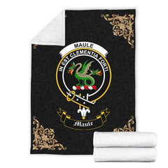 Clan Maule Crest Tartan Premium Blanket Black RL99 Clan Maule Tartan Today   