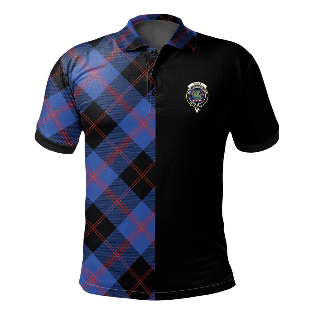 Clan Maule Tartan Polo Shirt Half of Me - Cross Style MI13 Maule Tartan Tartan Polo   