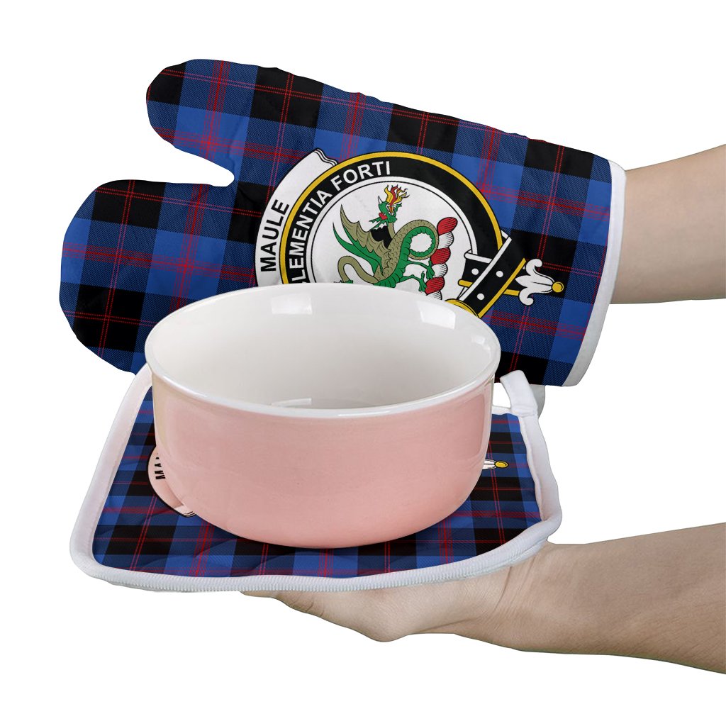 Clan Maule Tartan Crest Oven Mitt And Pot Holder (2 Oven Mitts + 1 Pot Holder) SO25 Clan Maule Tartan Today   