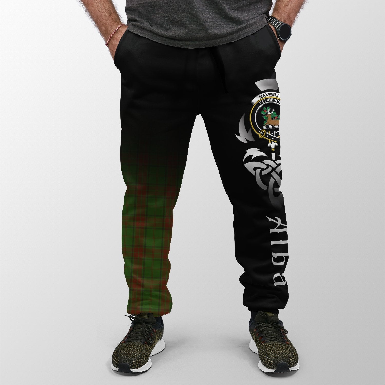 Clan Maxwell Hunting Tartan Crest Jogger Sweatpants  Alba Celtic Style QF12 Clan Maxwell Tartan Today   