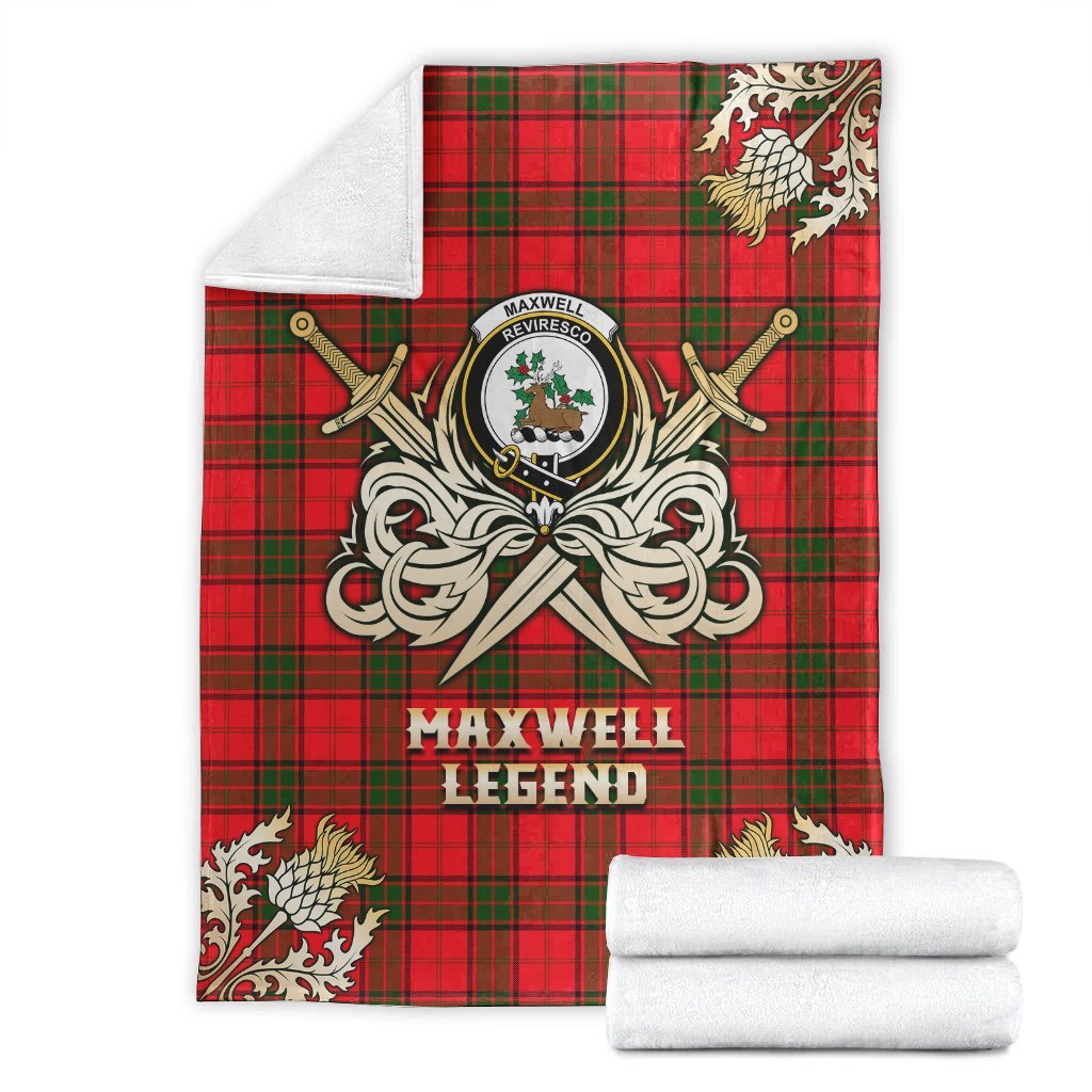 Clan Maxwell Modern Tartan Gold Courage Symbol Blanket PZ49 Clan Maxwell Tartan Today   