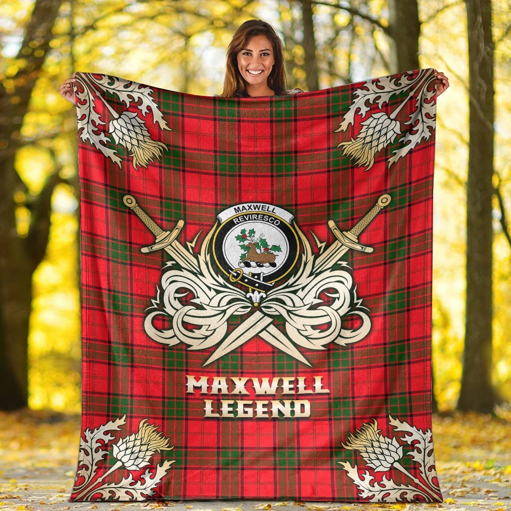 Clan Maxwell Modern Tartan Gold Courage Symbol Blanket PZ49 Clan Maxwell Tartan Today   