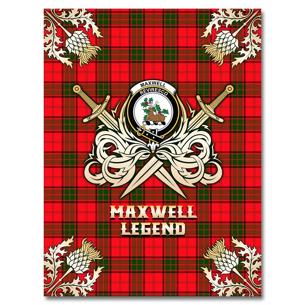 Clan Maxwell Modern Tartan Gold Courage Symbol Blanket PZ49 Clan Maxwell Tartan Today   