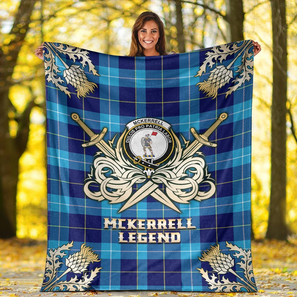 Clan McKerrell Tartan Gold Courage Symbol Blanket HC30 Clan Kerr Tartan Today   