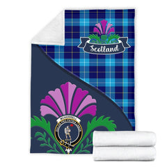 Clan McKerrell Tartan Crest Premium Blanket Thistle Style WH11 Clan Kerr Tartan Today   