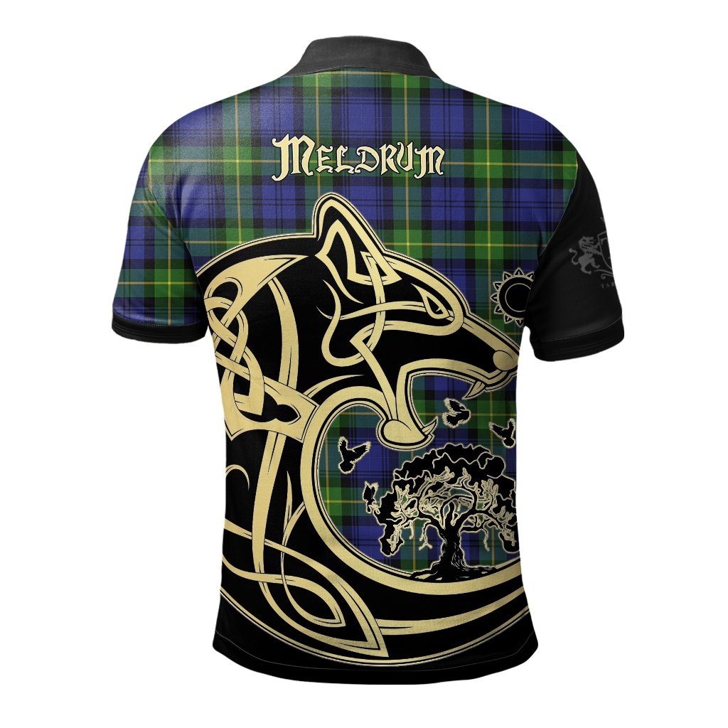 Clan Meldrum Tartan Polo Shirt Viking Wolf DM30 Meldrum Tartan Tartan Polo   