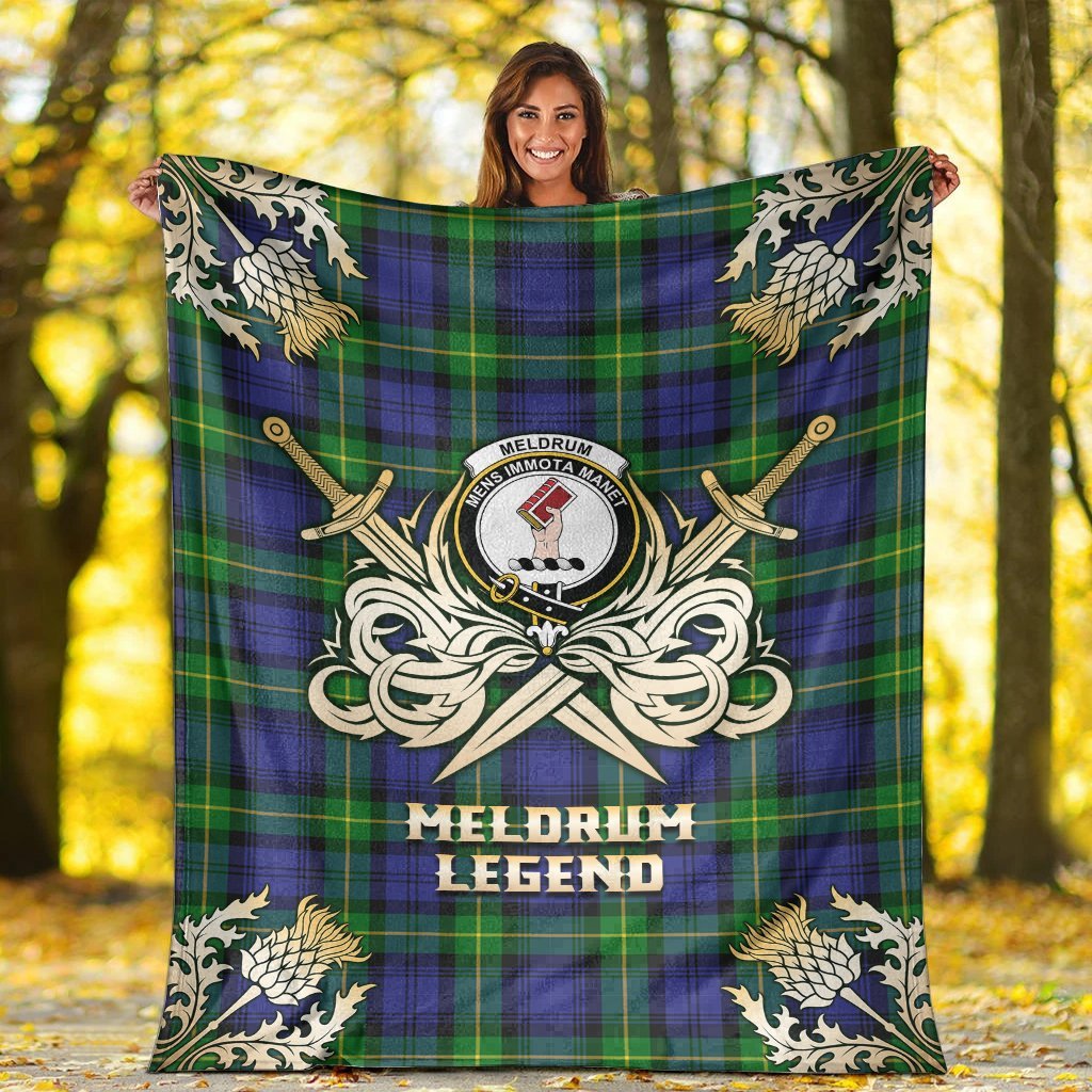 Clan Meldrum Tartan Gold Courage Symbol Blanket RG10 Clan Meldrum Tartan Today   