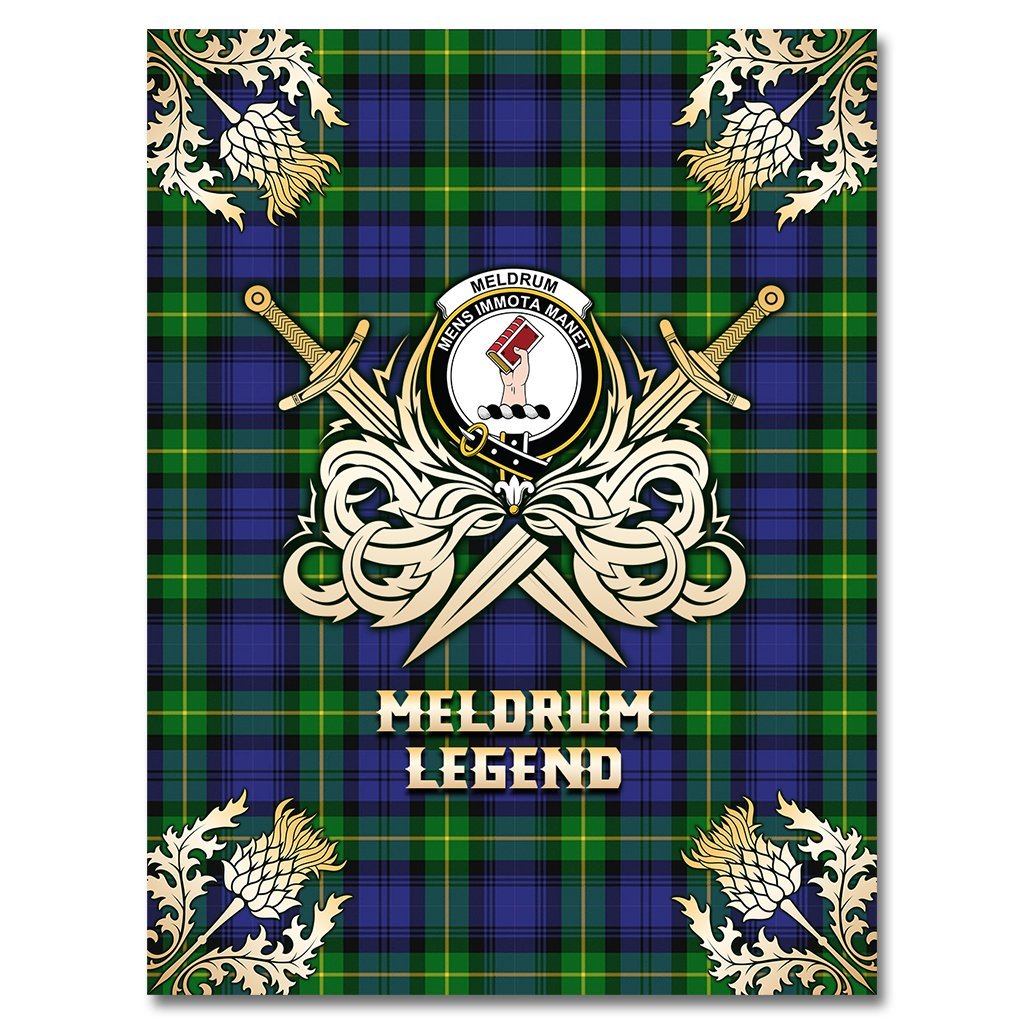 Clan Meldrum Tartan Gold Courage Symbol Blanket RG10 Clan Meldrum Tartan Today   