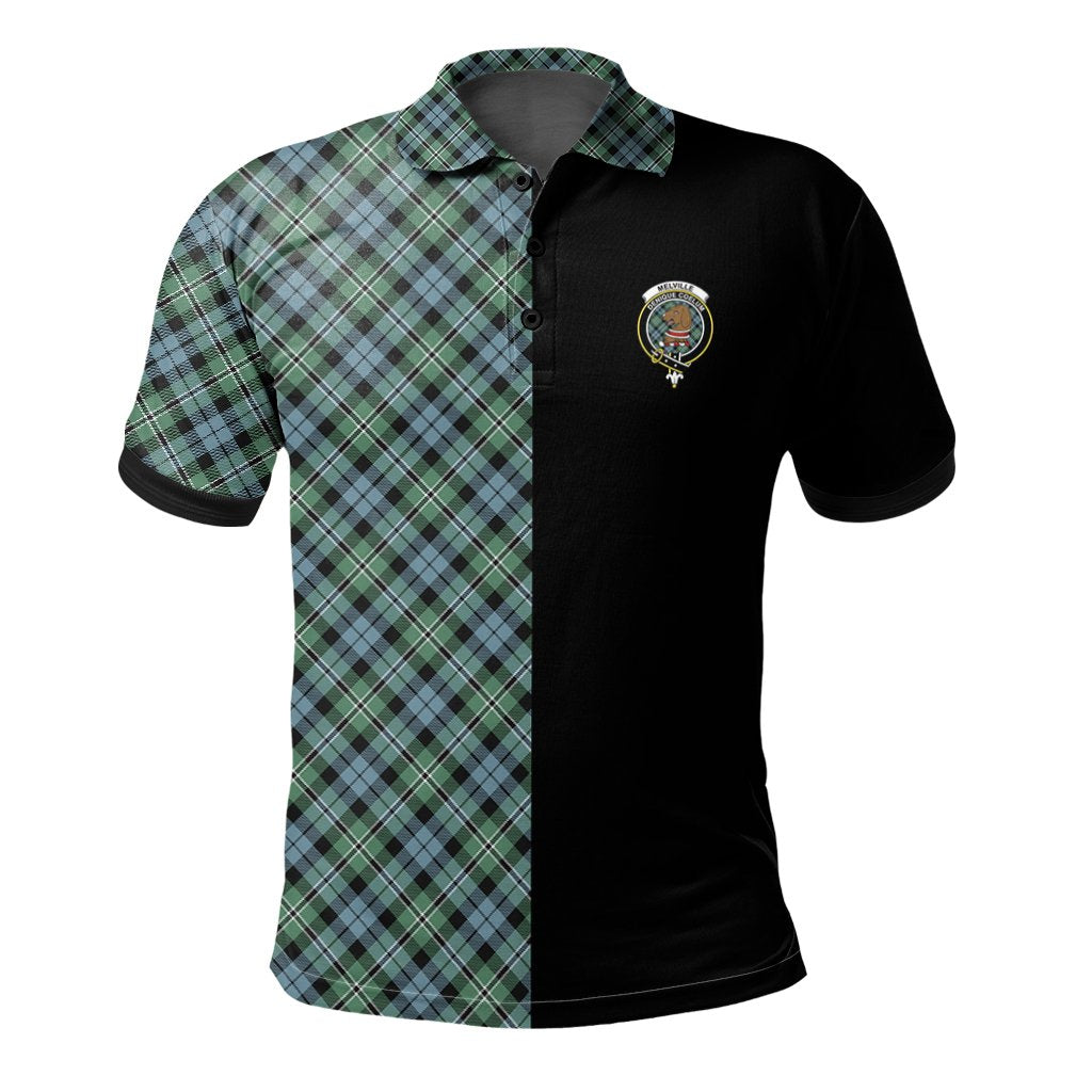 Clan Melville Tartan Polo Shirt Half of Me - Cross Style EO86 Melville Tartan Tartan Polo   