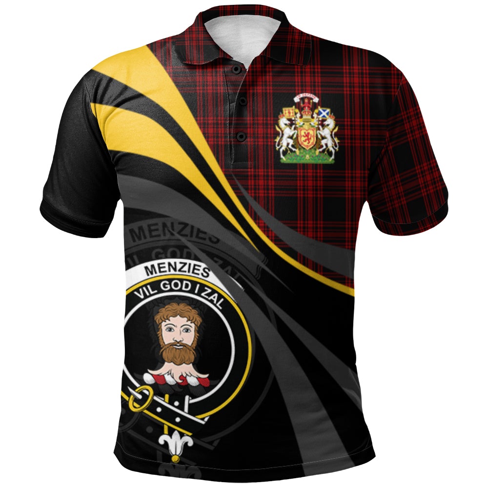 Clan Menzies Hunting Tartan Polo Shirt - Royal Coat Of Arms Style QB15 Menzies Hunting Tartan Tartan Polo   