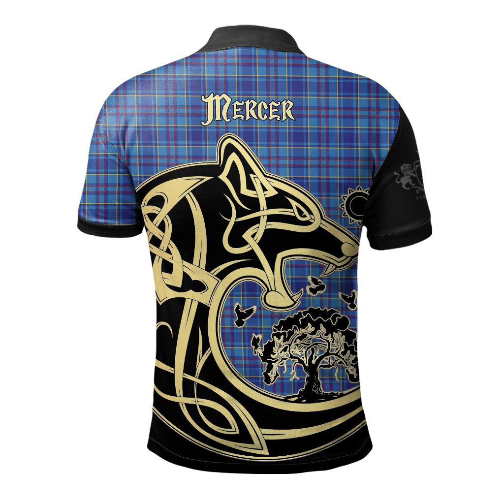 Clan Mercer Modern Tartan Polo Shirt Viking Wolf TE74 Mercer Modern Tartan Tartan Polo   