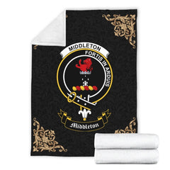 Clan Middleton Crest Tartan Premium Blanket Black ME48 Clan Middleton Tartan Today   