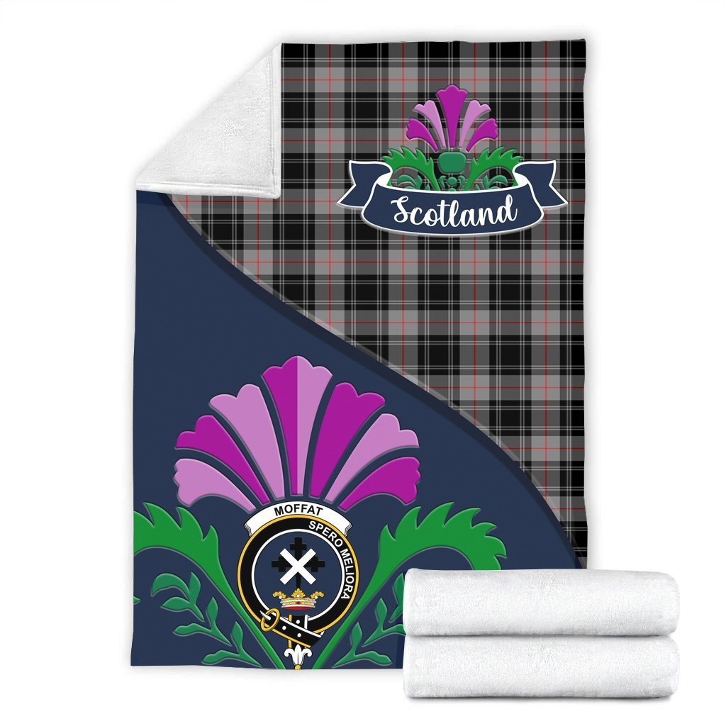 Clan Moffat Tartan Crest Premium Blanket Thistle Style VN71 Clan Moffat Tartan Today   