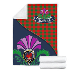 Clan Moncrieffe Tartan Crest Premium Blanket Thistle Style SI48 Clan Moncreiffe Tartan Today   