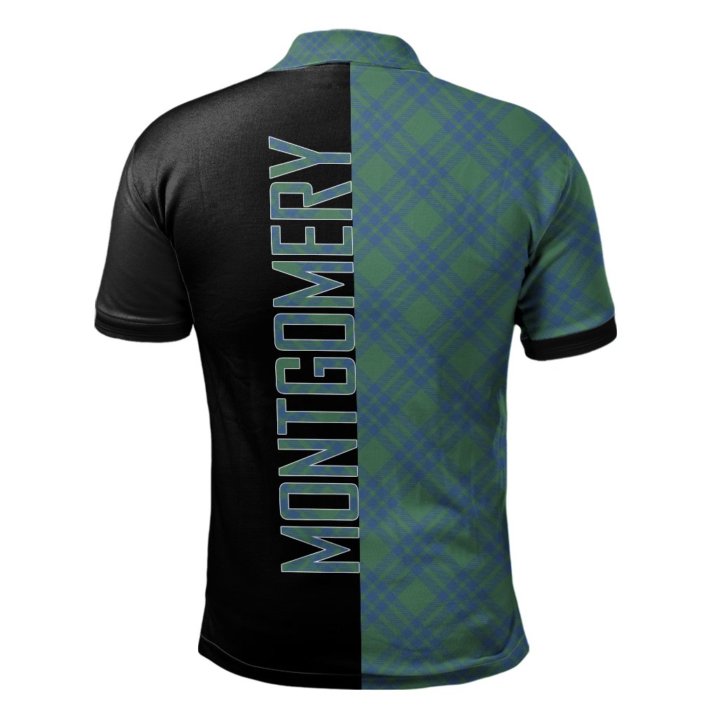 Clan Montgomery Ancient Tartan Polo Shirt Half of Me - Cross Style GY61 Montgomery Ancient Tartan Tartan Polo   