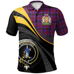 Clan Montgomery Modern Tartan Polo Shirt - Royal Coat Of Arms Style VQ74 Montgomery Modern Tartan Tartan Polo   