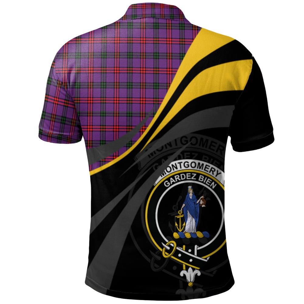 Clan Montgomery Modern Tartan Polo Shirt - Royal Coat Of Arms Style VQ74 Montgomery Modern Tartan Tartan Polo   