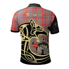 Clan Moubray Tartan Polo Shirt Viking Wolf JT50 Moubray Tartan Tartan Polo   