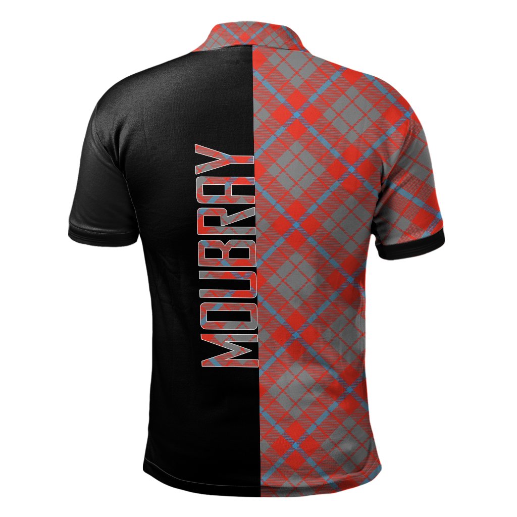 Clan Moubray Tartan Polo Shirt Half of Me - Cross Style MW38 Moubray Tartan Tartan Polo   