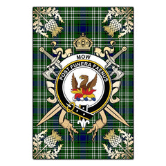 Clan Mow Tartan Crest Black Garden Flag  - Gold Thistle  IL63 Clan Mow Tartan Today   