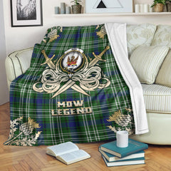 Clan Mow Tartan Gold Courage Symbol Blanket XS51 Clan Mow Tartan Today   