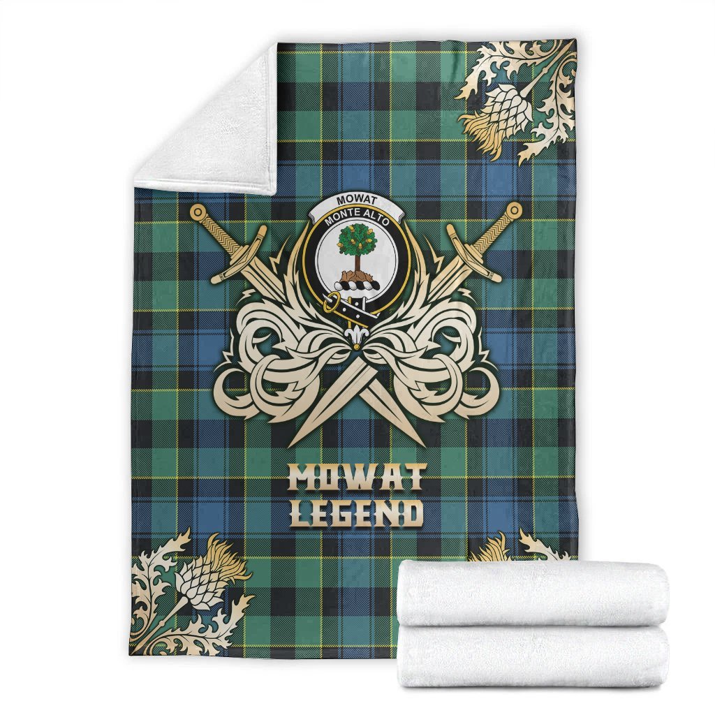 Clan Mowat Tartan Gold Courage Symbol Blanket WF65 Clan Mow Tartan Today   