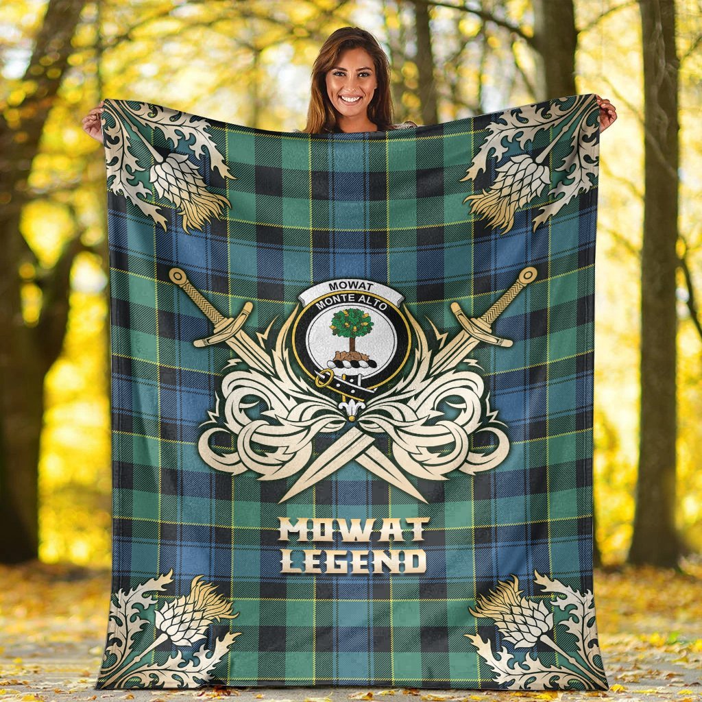 Clan Mowat Tartan Gold Courage Symbol Blanket WF65 Clan Mow Tartan Today   