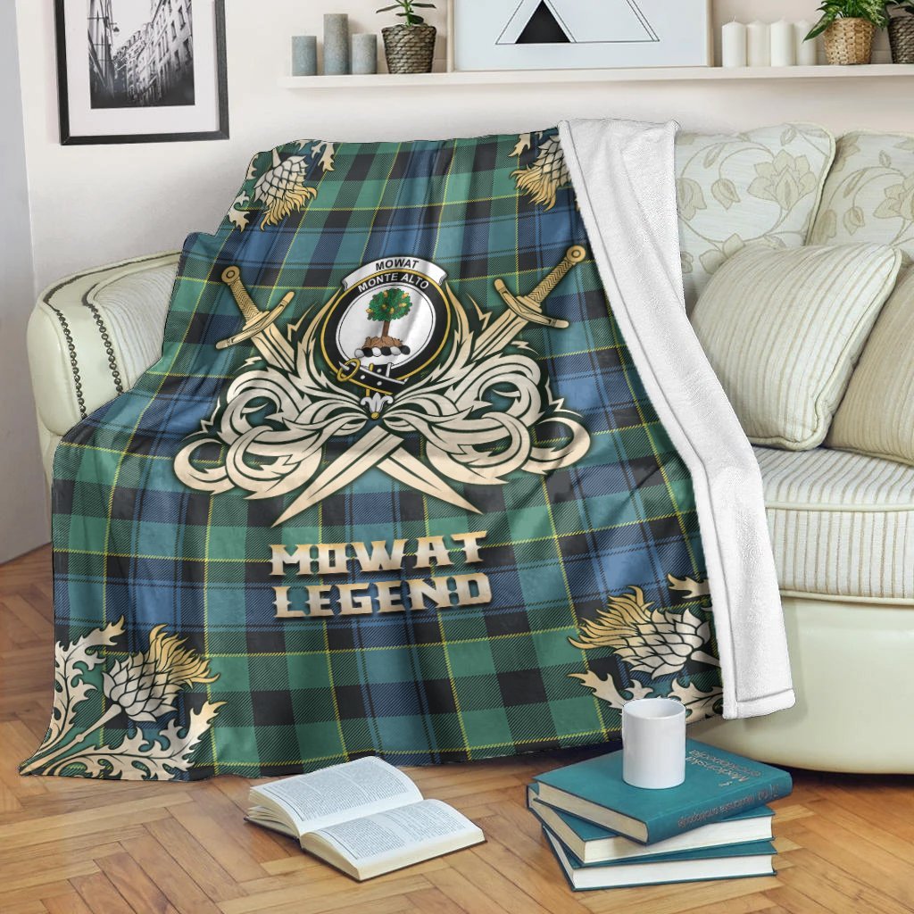 Clan Mowat Tartan Gold Courage Symbol Blanket WF65 – Tartan Today