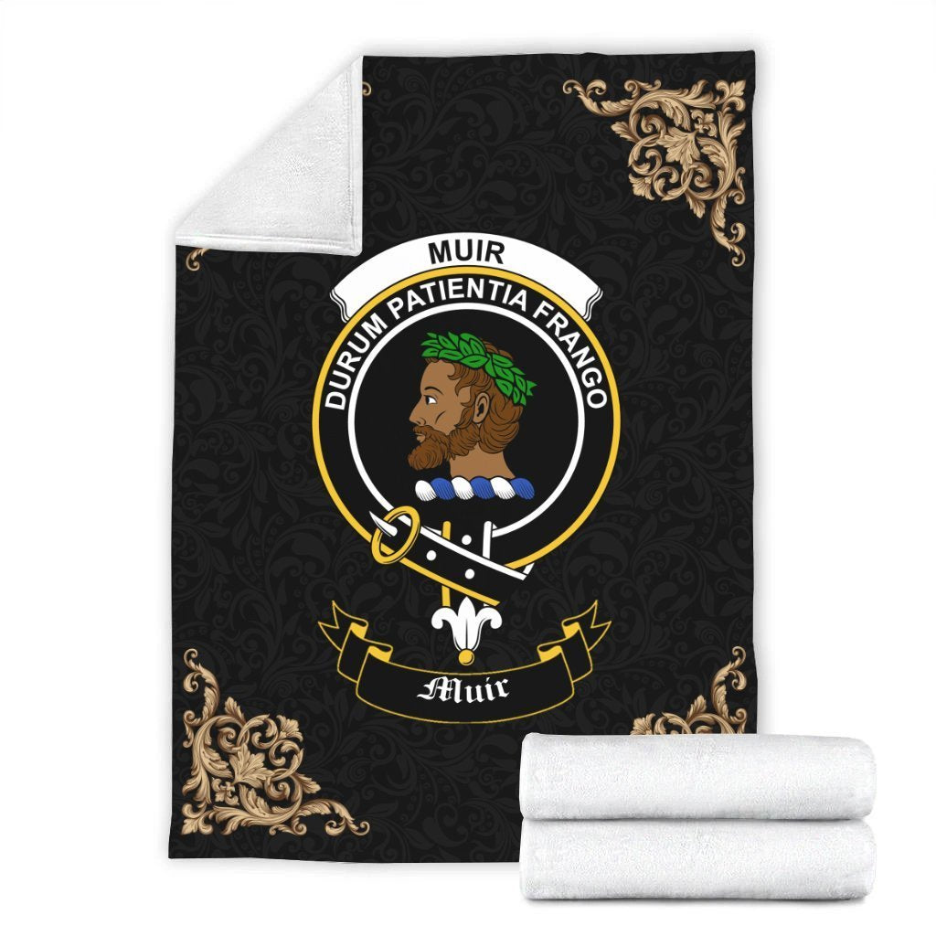 Clan Muir Crest Tartan Premium Blanket Black YO21 Clan Muir_More Tartan Today   