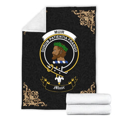 Clan Muir Crest Tartan Premium Blanket Black YO21 Clan Muir_More Tartan Today   