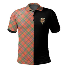 Clan Munro Ancient Tartan Polo Shirt Half of Me - Cross Style JK58 Munro Ancient Tartan Tartan Polo   