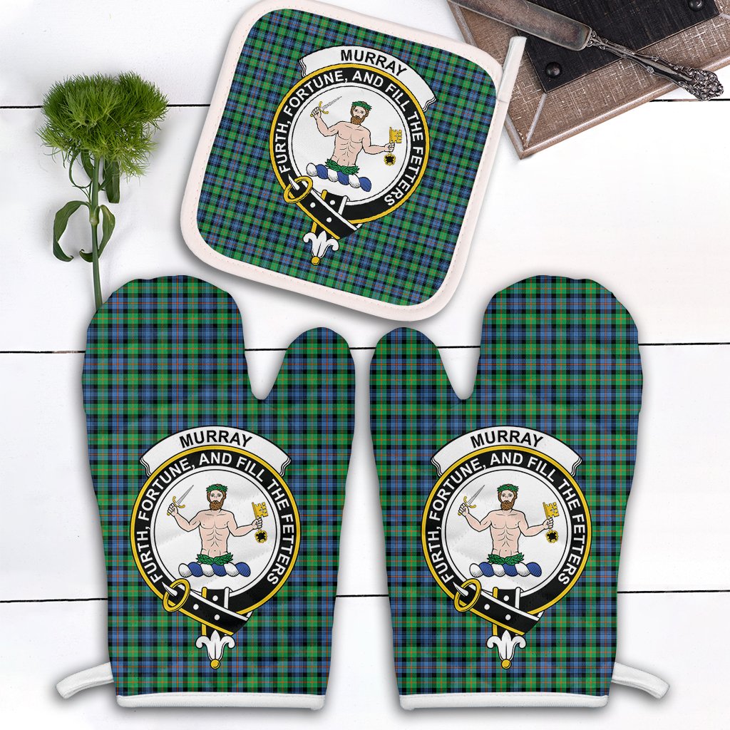 Clan Murray Of Atholl Ancient Tartan Crest Oven Mitt And Pot Holder (2 Oven Mitts + 1 Pot Holder) TB47 Clan Murray Tartan Today   