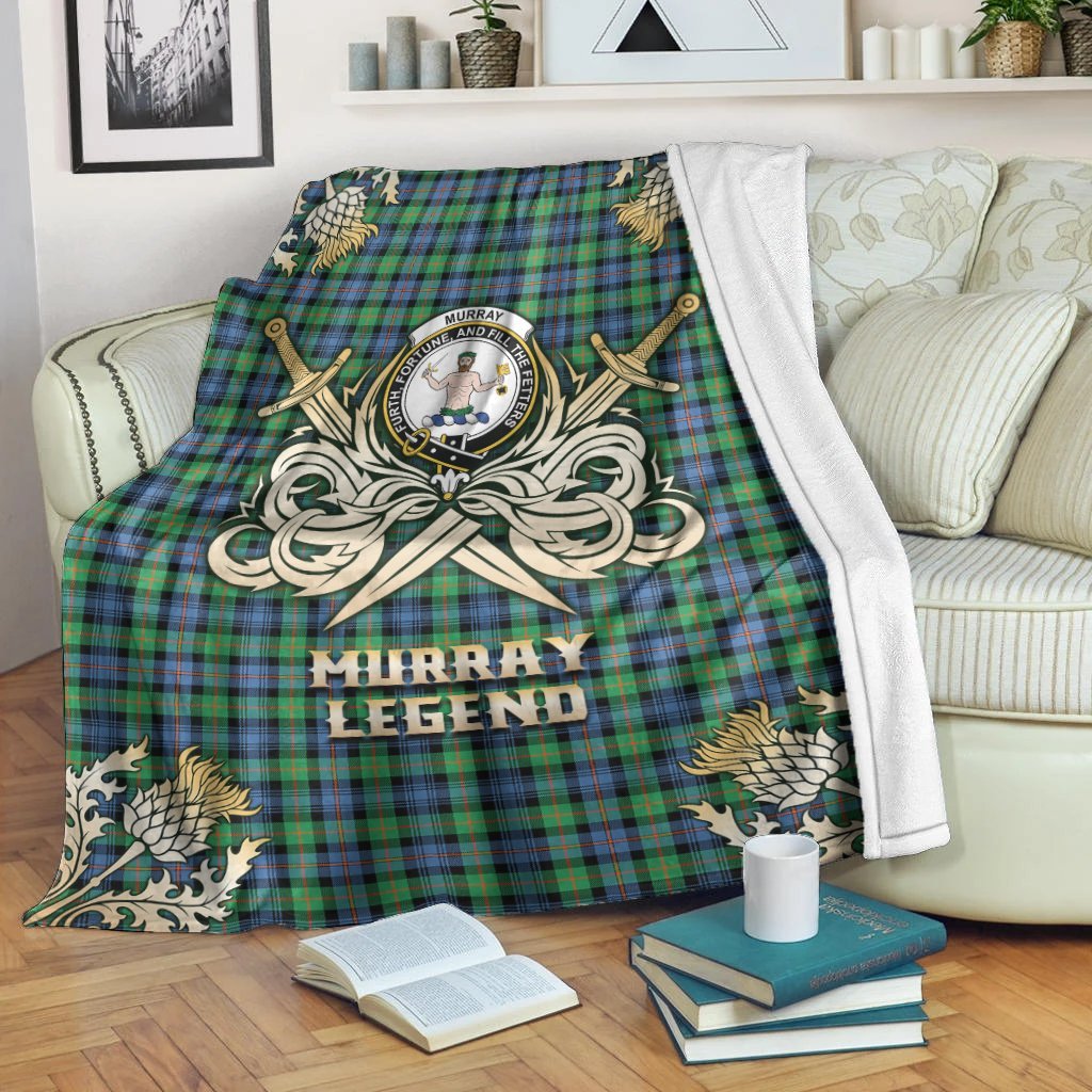 Clan Murray of Atholl Ancient Tartan Gold Courage Symbol Blanket QZ12 Clan Murray Tartan Today   