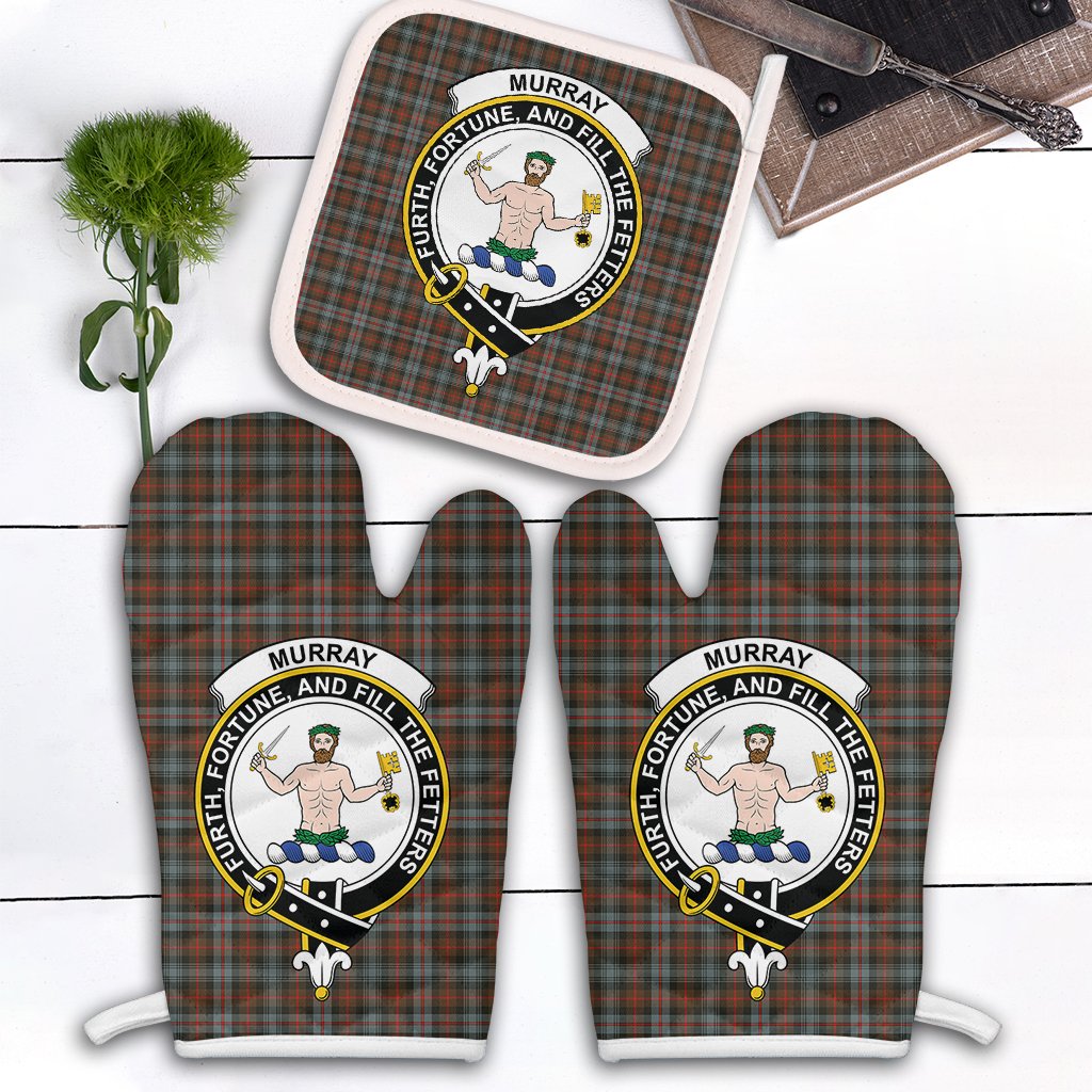 Clan Murray Of Atholl Weathered Tartan Crest Oven Mitt And Pot Holder (2 Oven Mitts + 1 Pot Holder) PT56 Clan Murray Tartan Today   