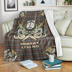 Clan Murray of Atholl Weathered Tartan Gold Courage Symbol Blanket OR36 Clan Murray Tartan Today   