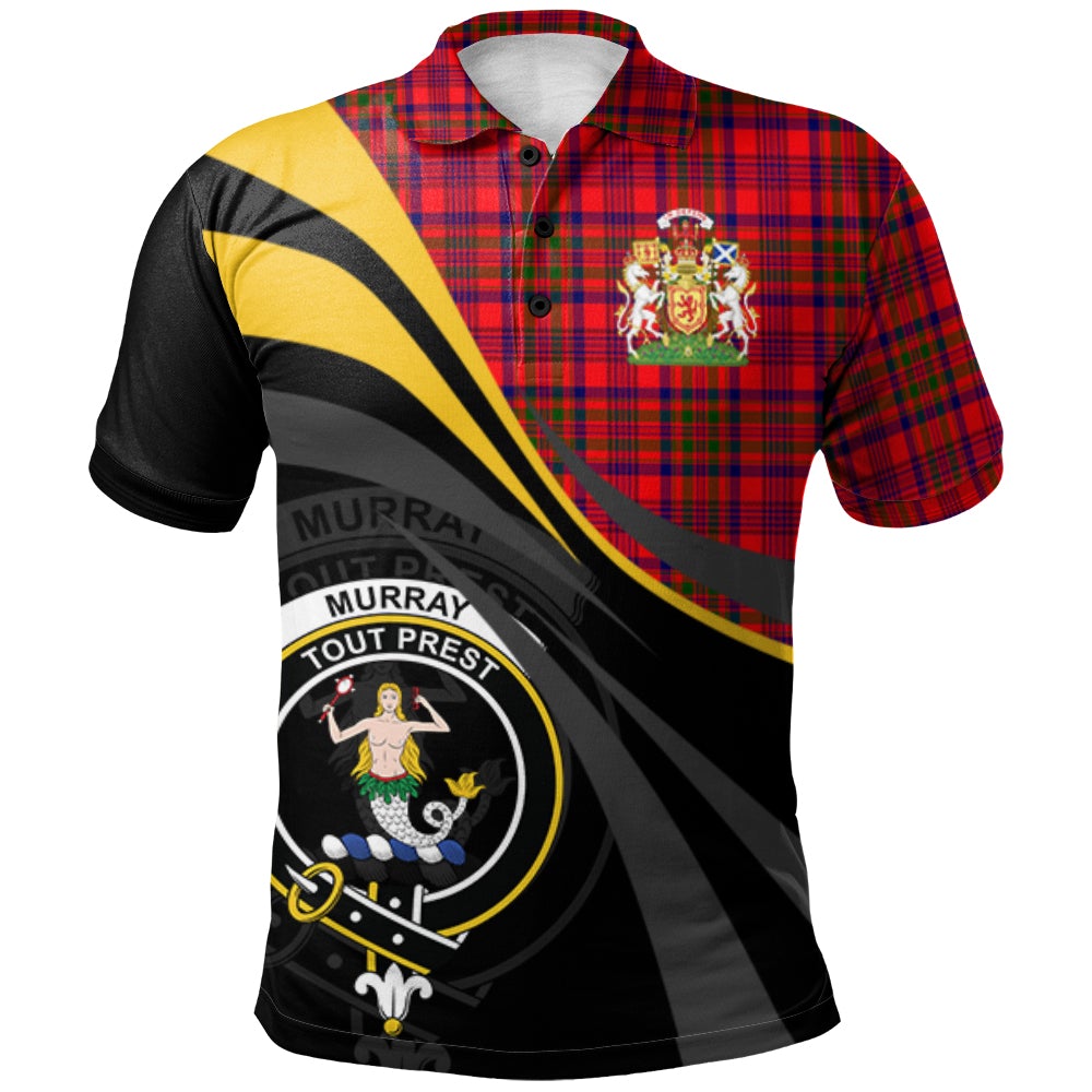 Clan Murray of Tulloch Modern Tartan Polo Shirt - Royal Coat Of Arms Style AJ58 Murray of Tulloch Modern Tartan Tartan Polo   