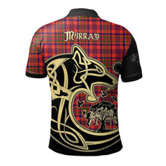 Clan Murray of Tulloch Modern Tartan Polo Shirt Viking Wolf OV78 Murray of Tulloch Modern Tartan Tartan Polo   