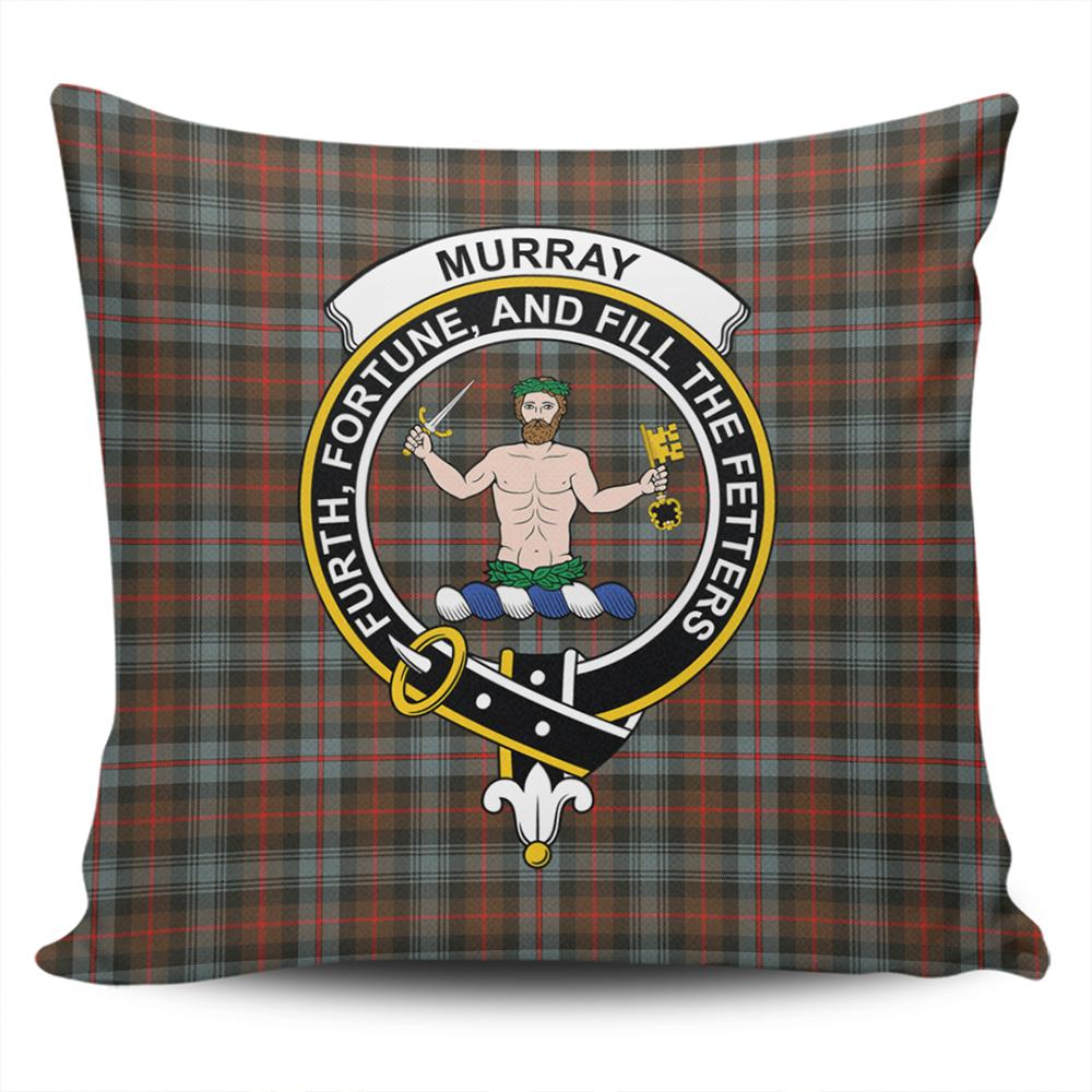 Clan Murray of Atholl Weathered Tartan Crest Pillow Cover OG86 Clan Murray Tartan Today   