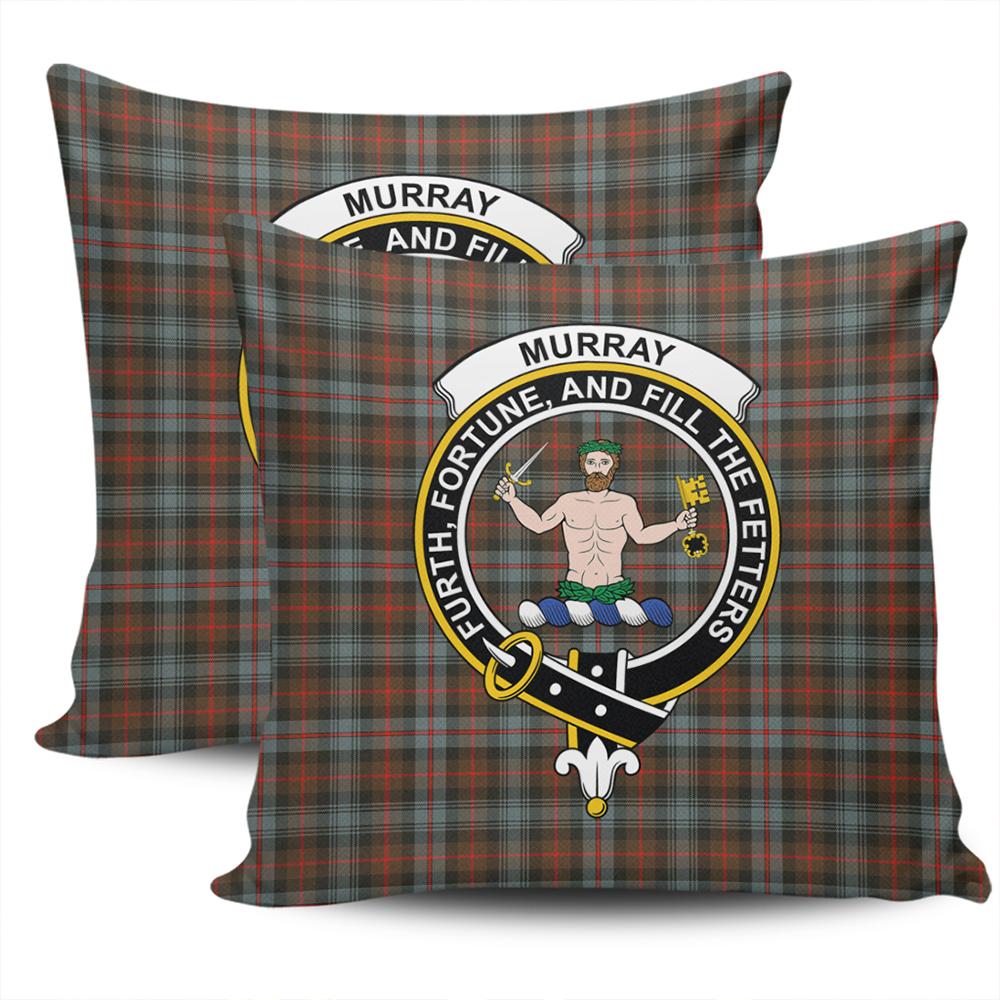 Clan Murray of Atholl Weathered Tartan Crest Pillow Cover OG86 Clan Murray Tartan Today   