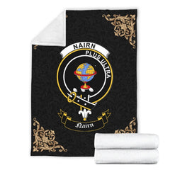 Clan Nairn Crest Tartan Premium Blanket Black CD59 Clan Nairn Tartan Today   