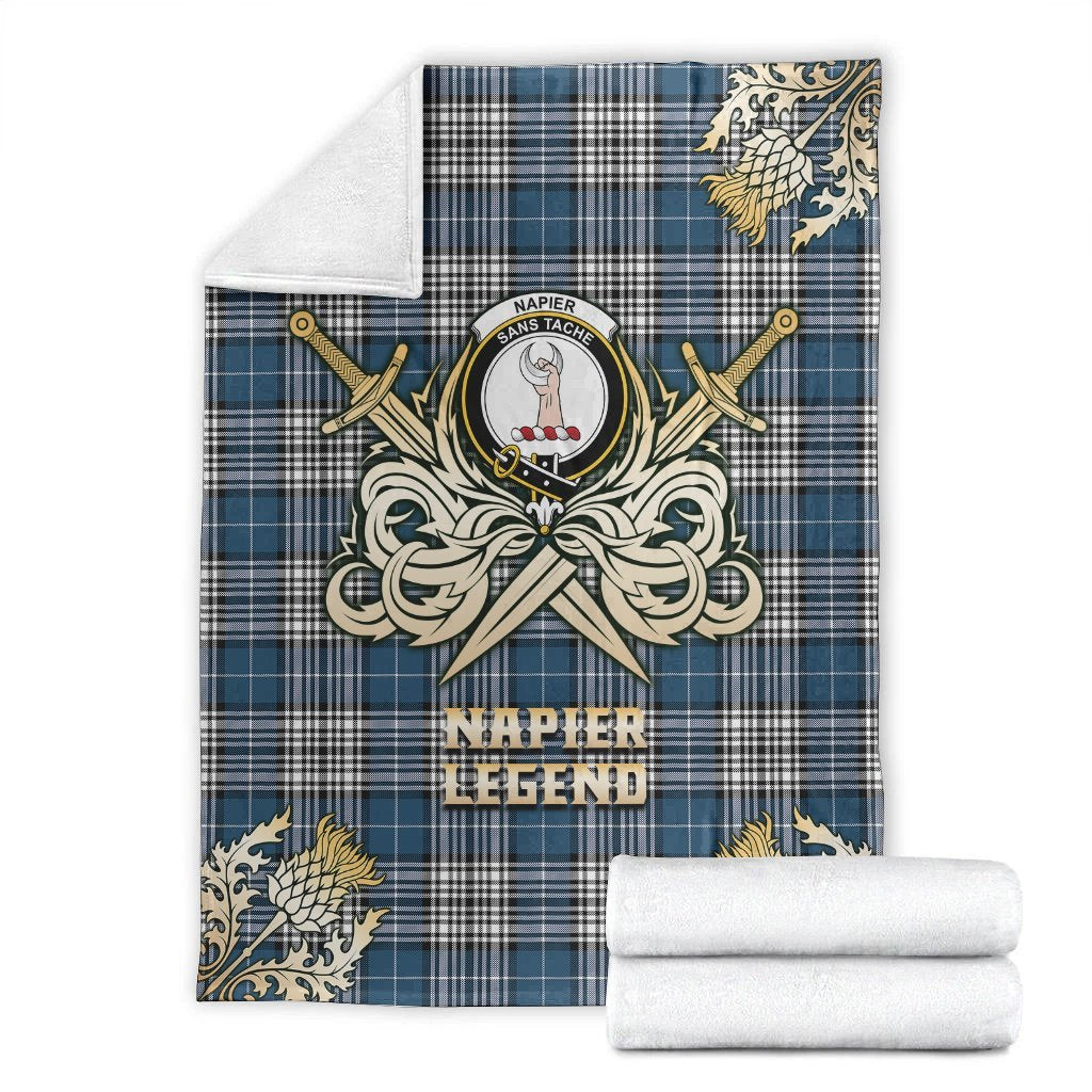 Clan Napier Modern Tartan Gold Courage Symbol Blanket XI96 Clan Napier Tartan Today   